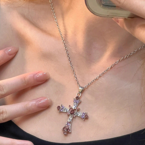 Aurora Crystal Cross Necklace