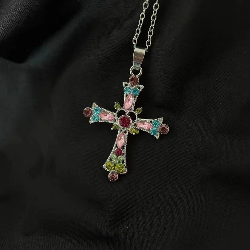 Aurora Crystal Cross Necklace