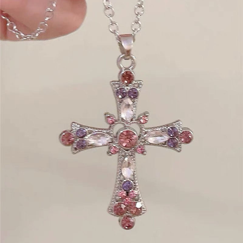 Aurora Crystal Cross Necklace